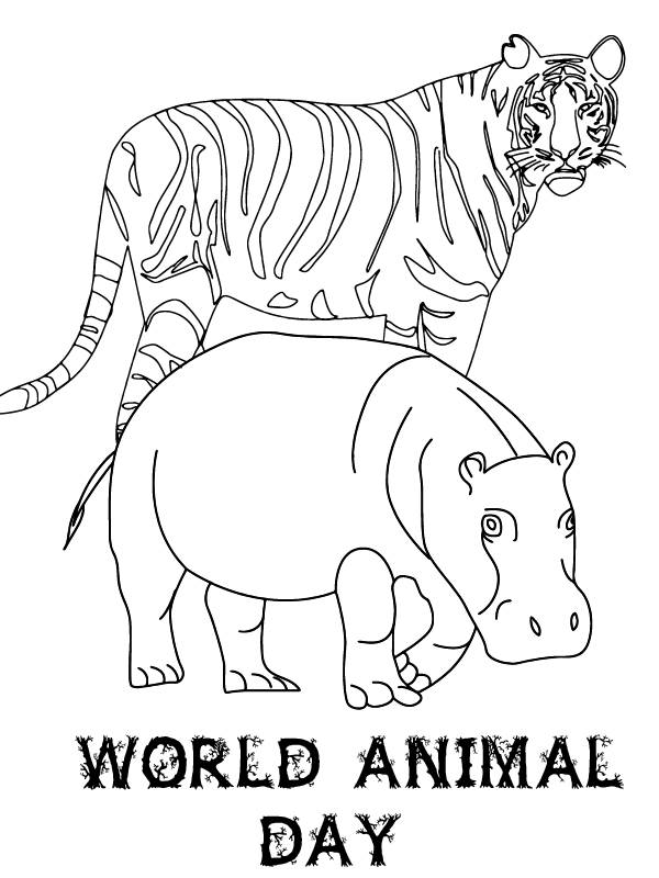 Tiger and Rhino - Coloring Pages