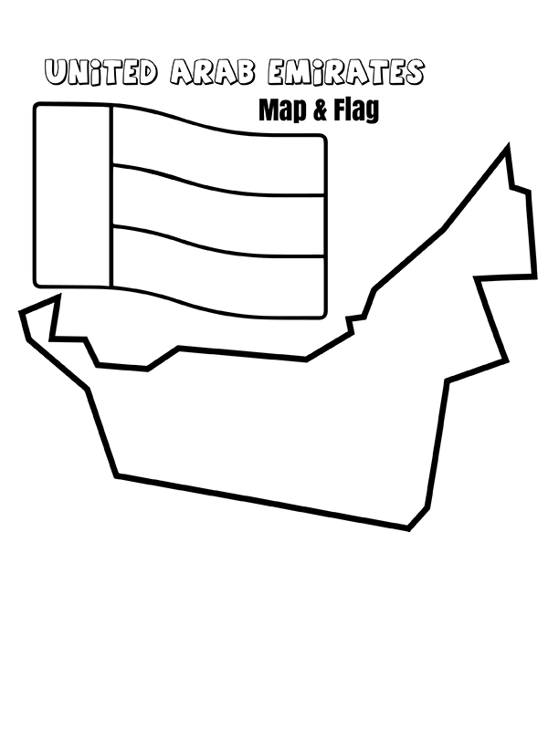 United Arab Emirates Map and Flag - Coloring Pages