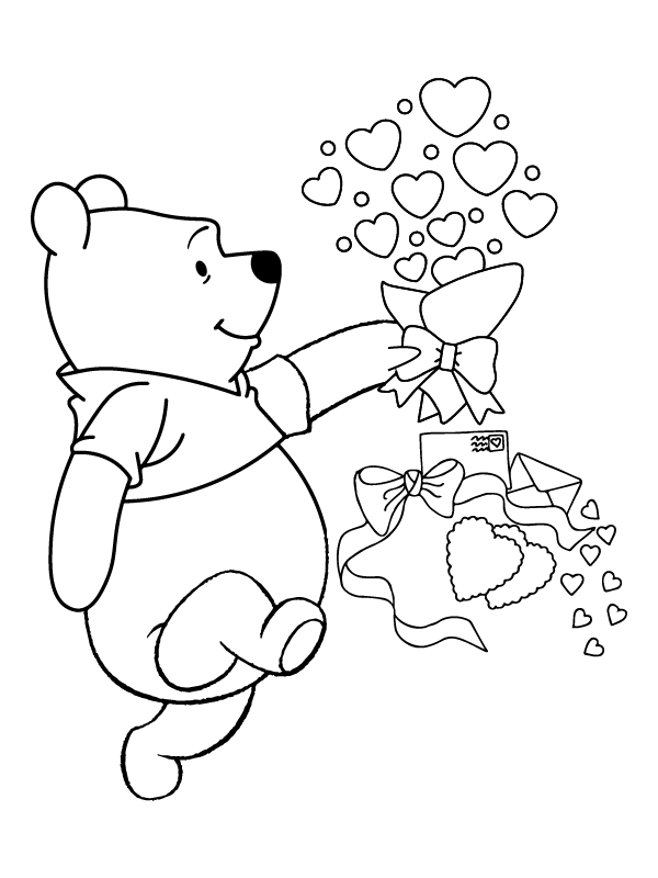 Winnie the Pooh Ready to Date in Valentine’s Day – Coloring Pages