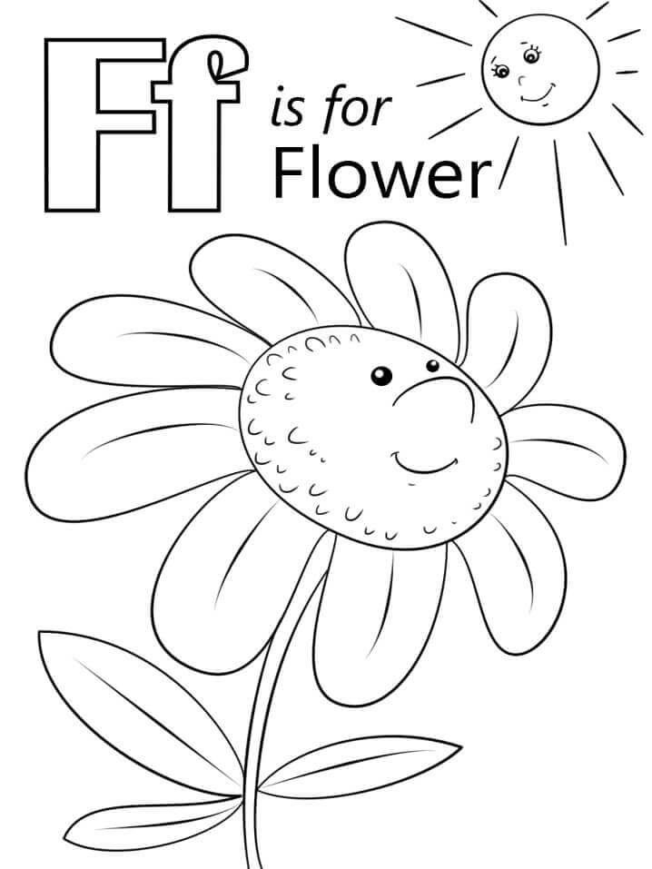 Flor Letra F para colorear, imprimir e dibujar –ColoringOnly.Com