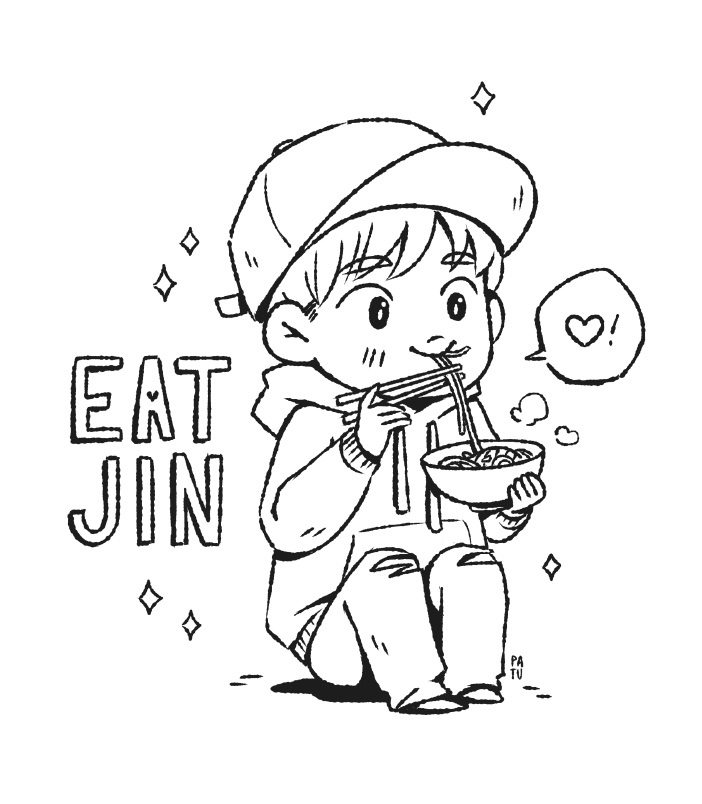Chibi Jin Eating Noodle