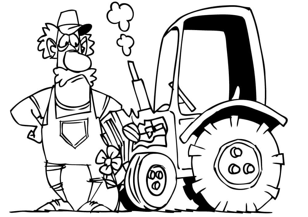 Agricultor Y Tractor