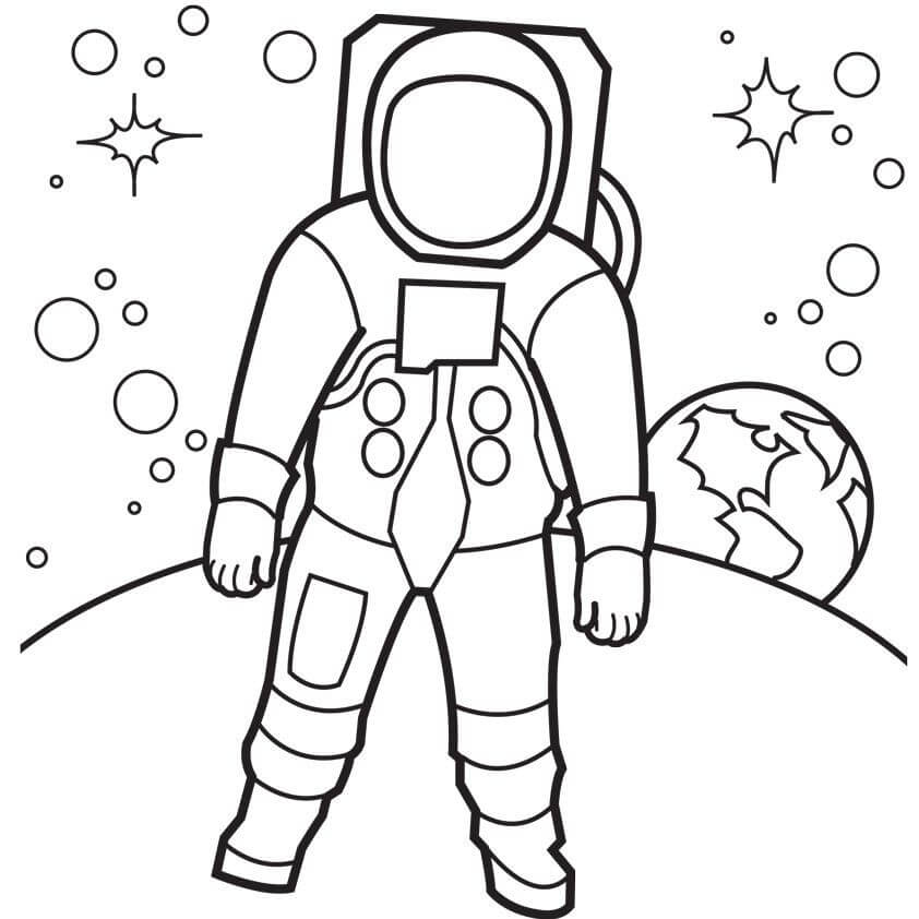 Astronauta de pie en el Planeta