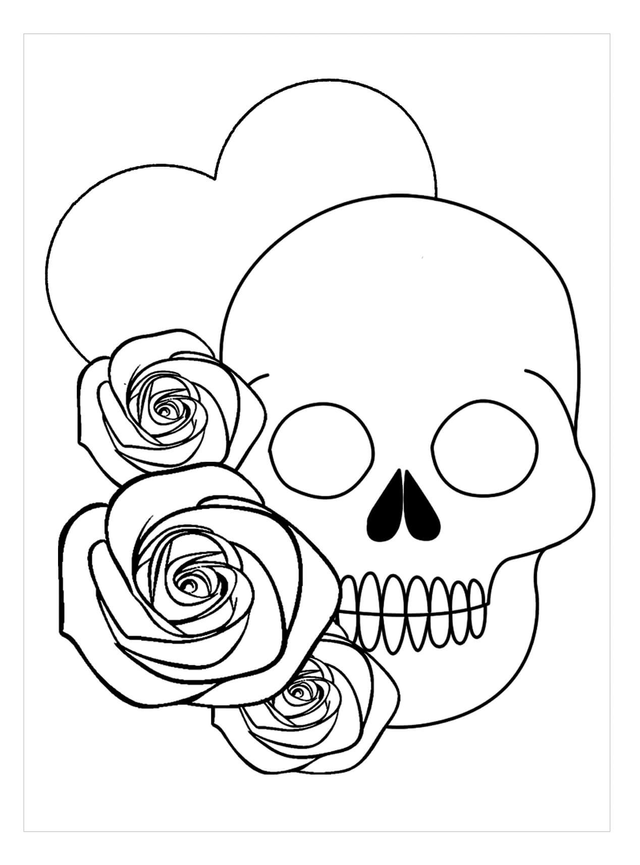 Calavera y tres Rosas