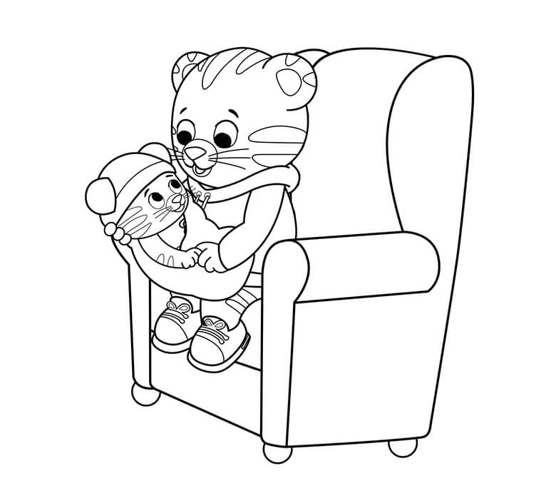 Caricatura madre Tigre Proceso de Llevar bebé Tigre en Silla