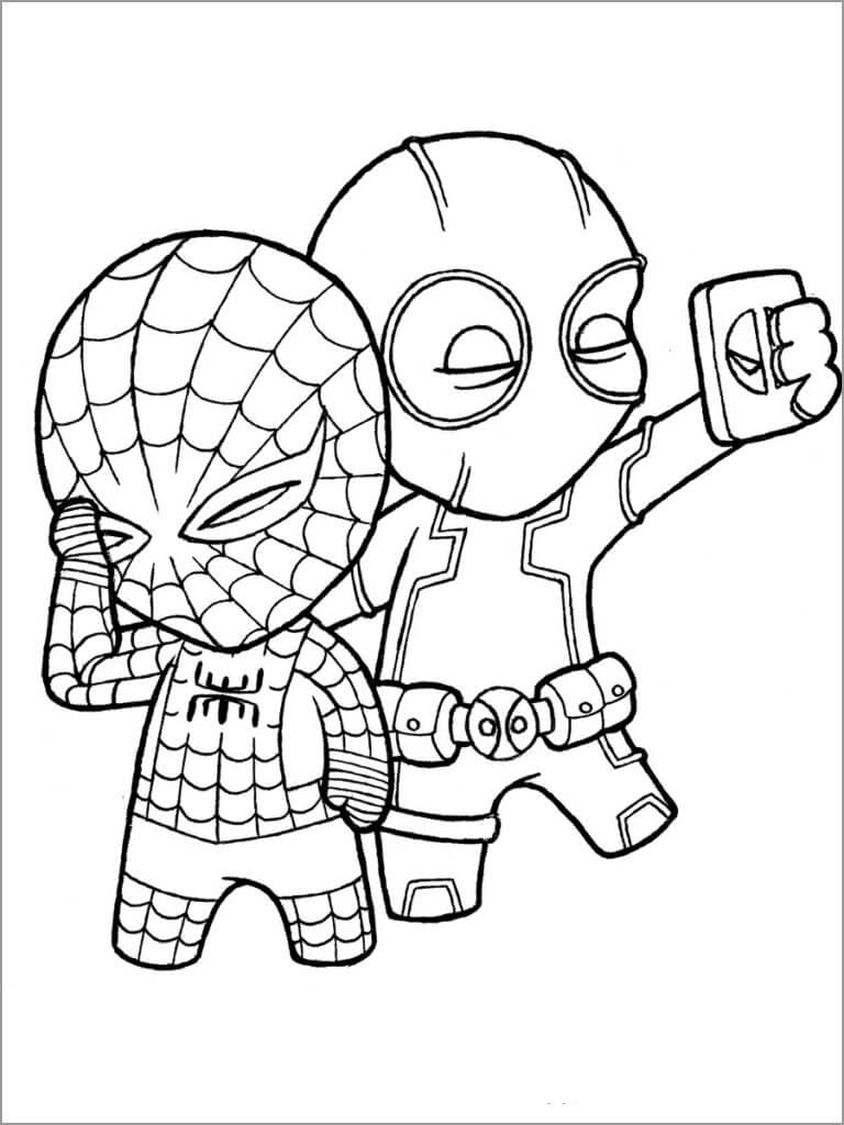 Chibi Deadpool y Spiderman Selfies