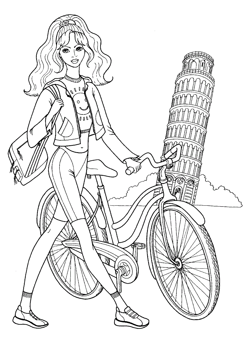 Chica Adolescente Montando Bicicleta En Pisa