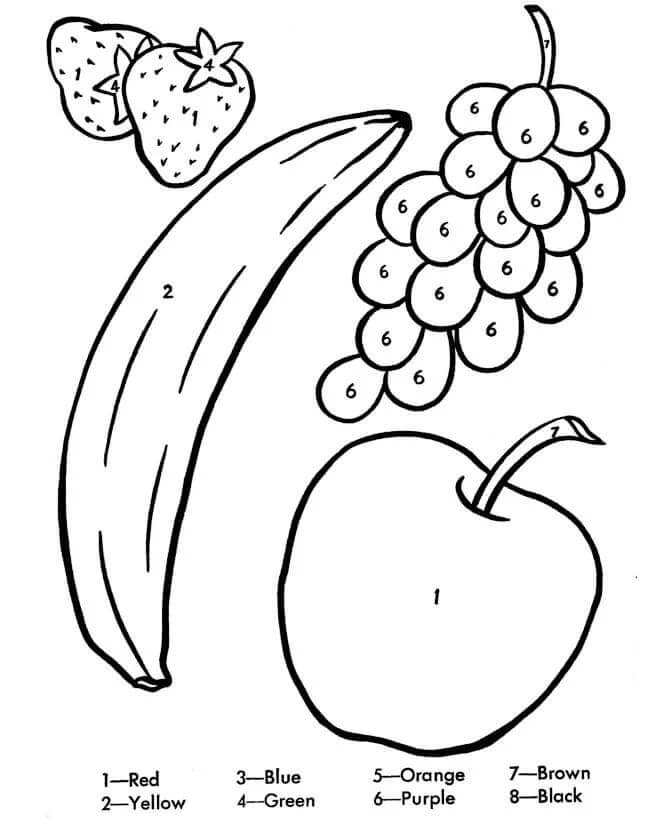 Color de Uvas y Frutas por Número