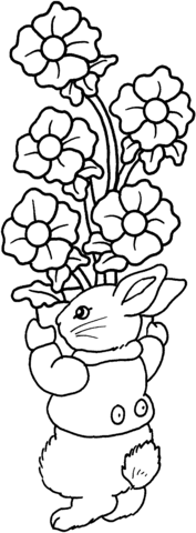 Conejo Sosteniendo Flores