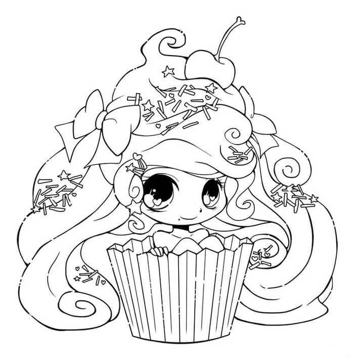 Cupcake de niña Kawaii