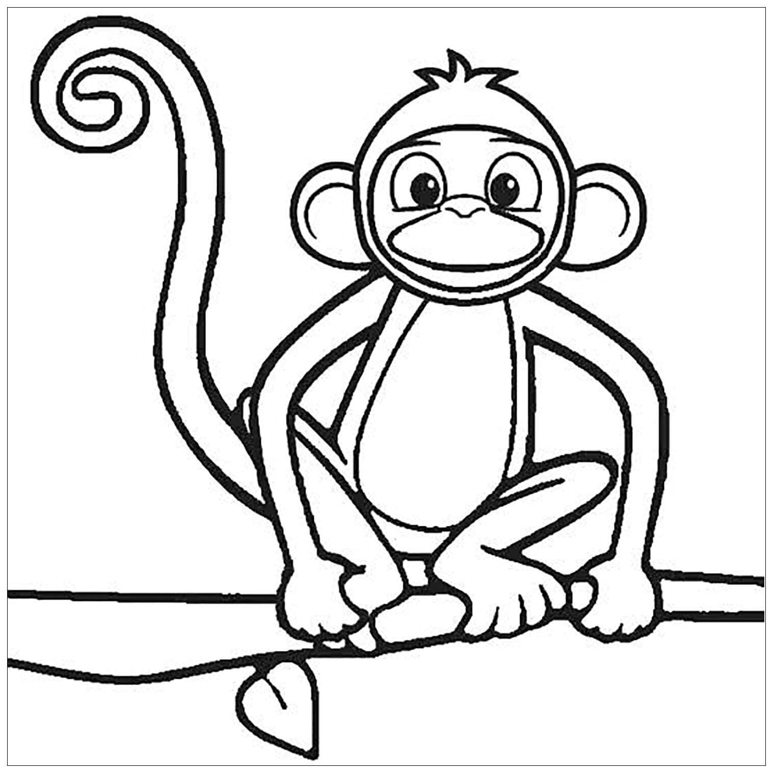 Dibuja un mono Sentado en una Rama de un Árbol