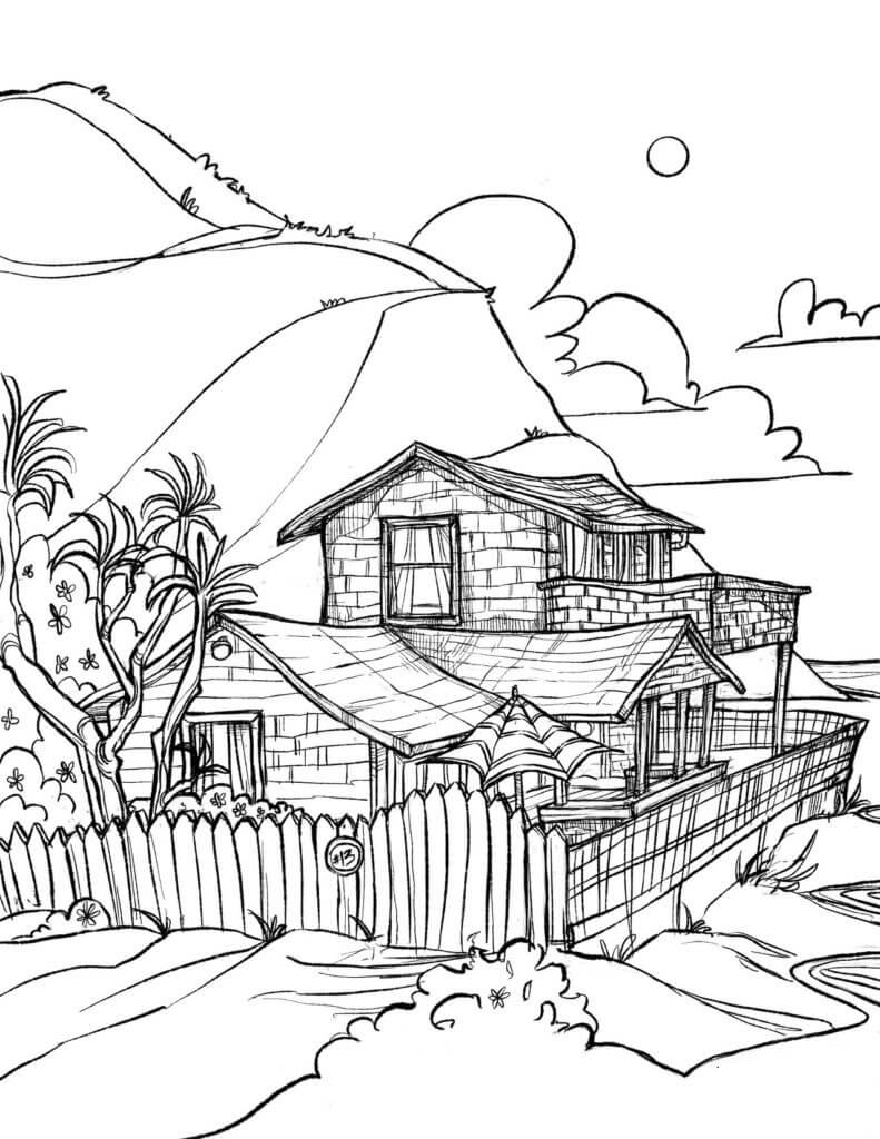 Dibujo Casa en la Playa