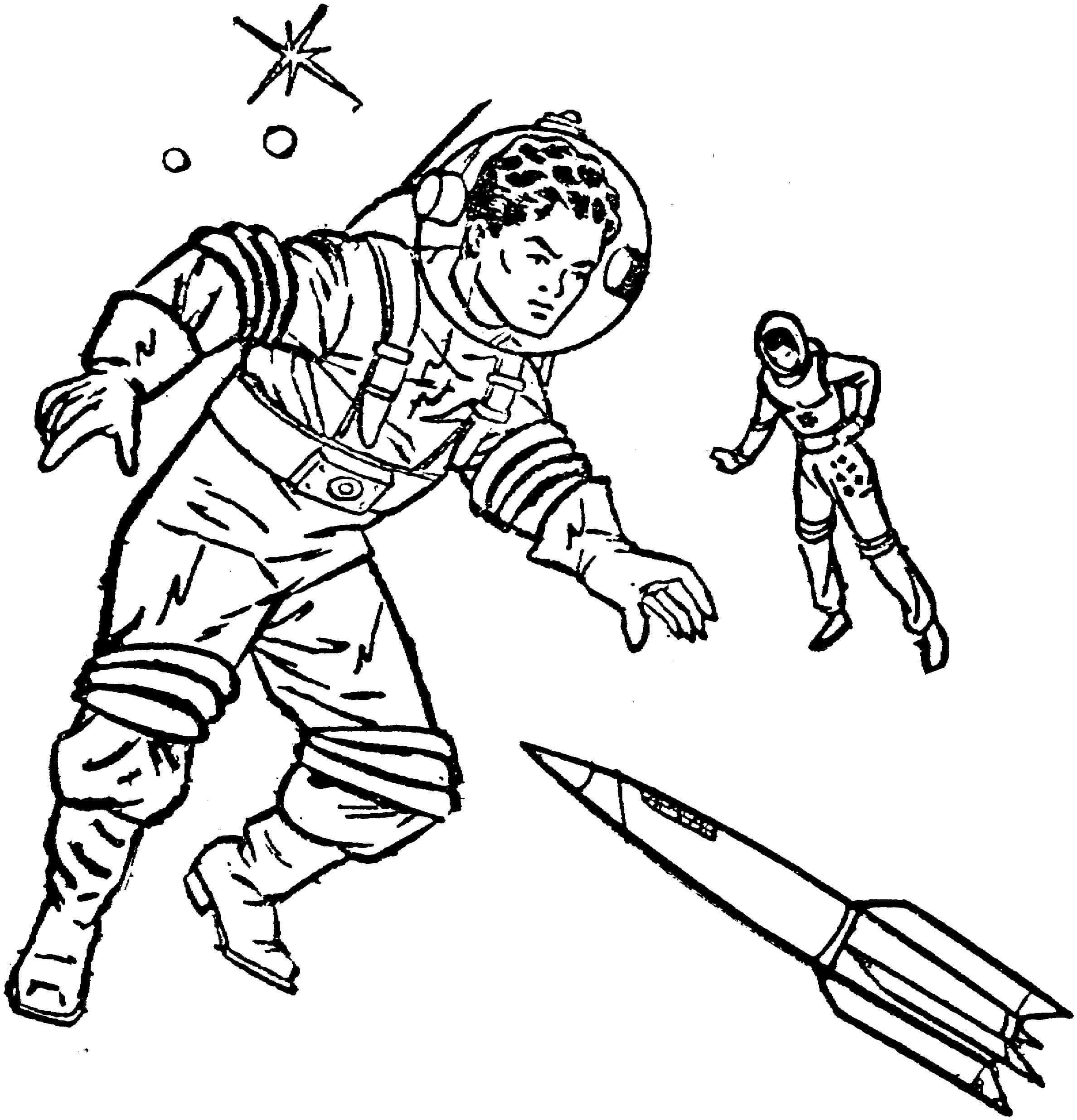 Dibujo de Astronauta y Cohete