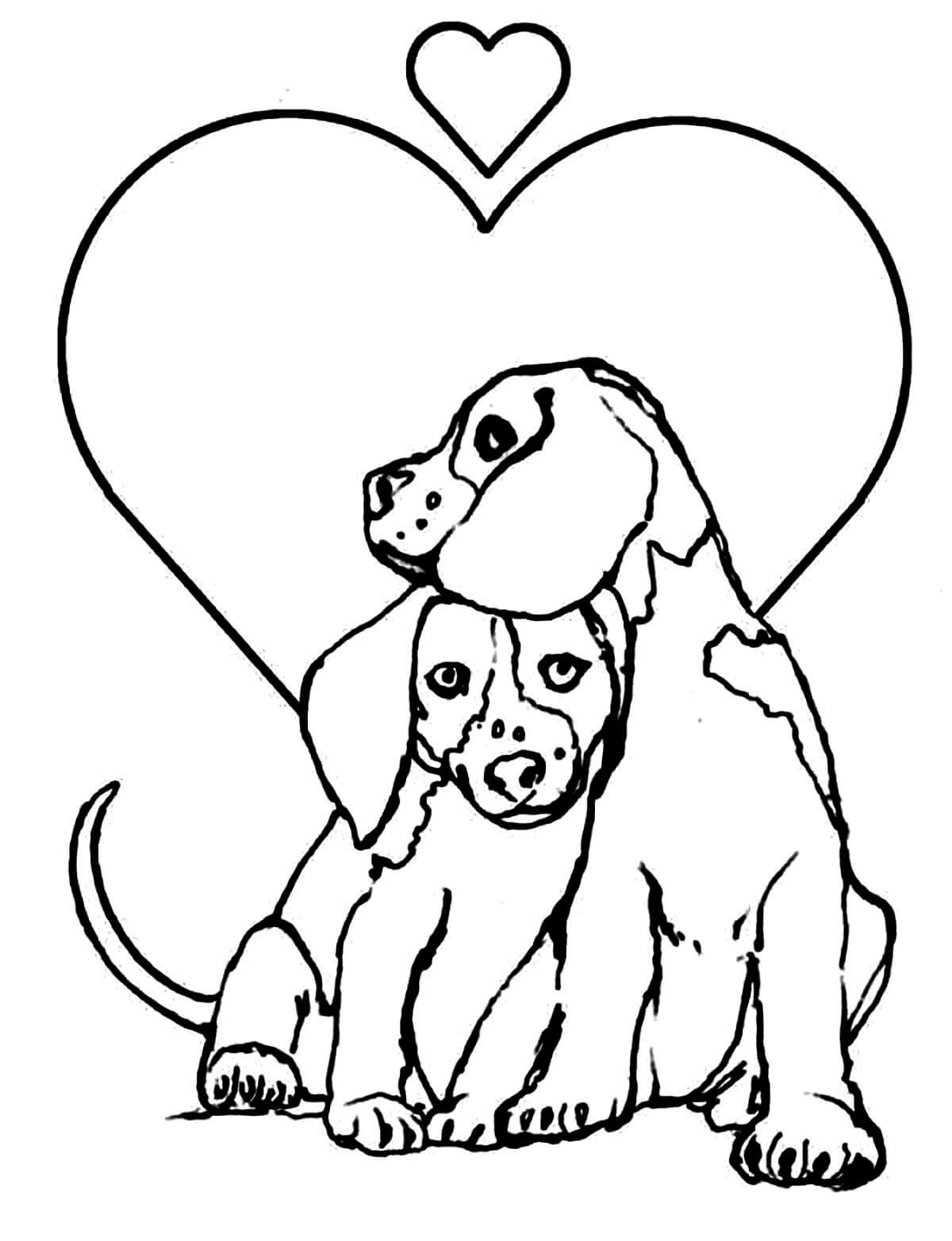 Dibujo de Pareja de Perros con Corazón