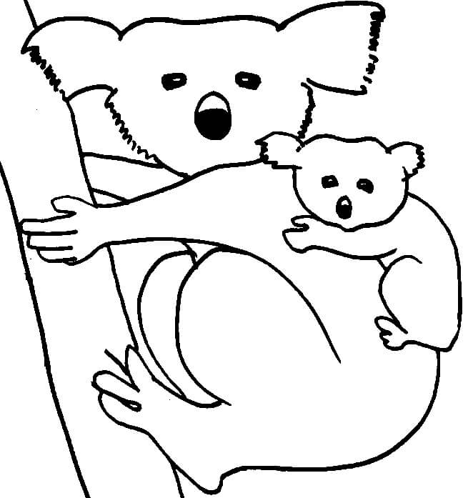 Dibujo Madre Koala y Bebé Koala