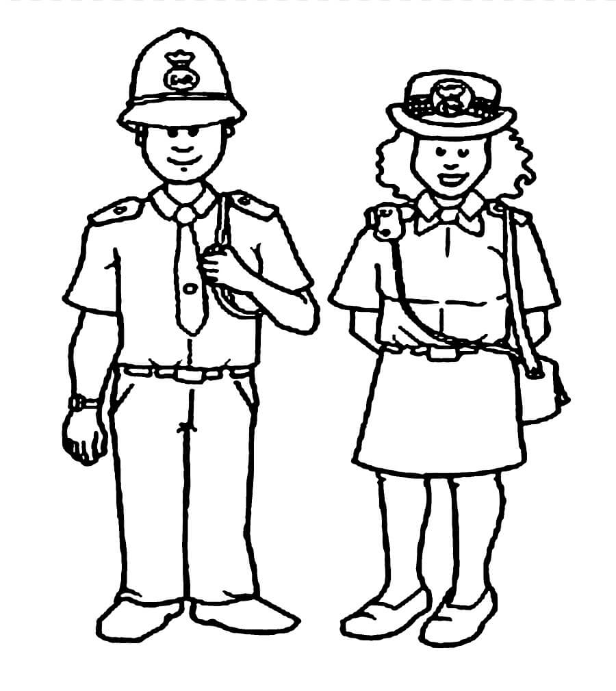 Dibujo Policía y Mujer