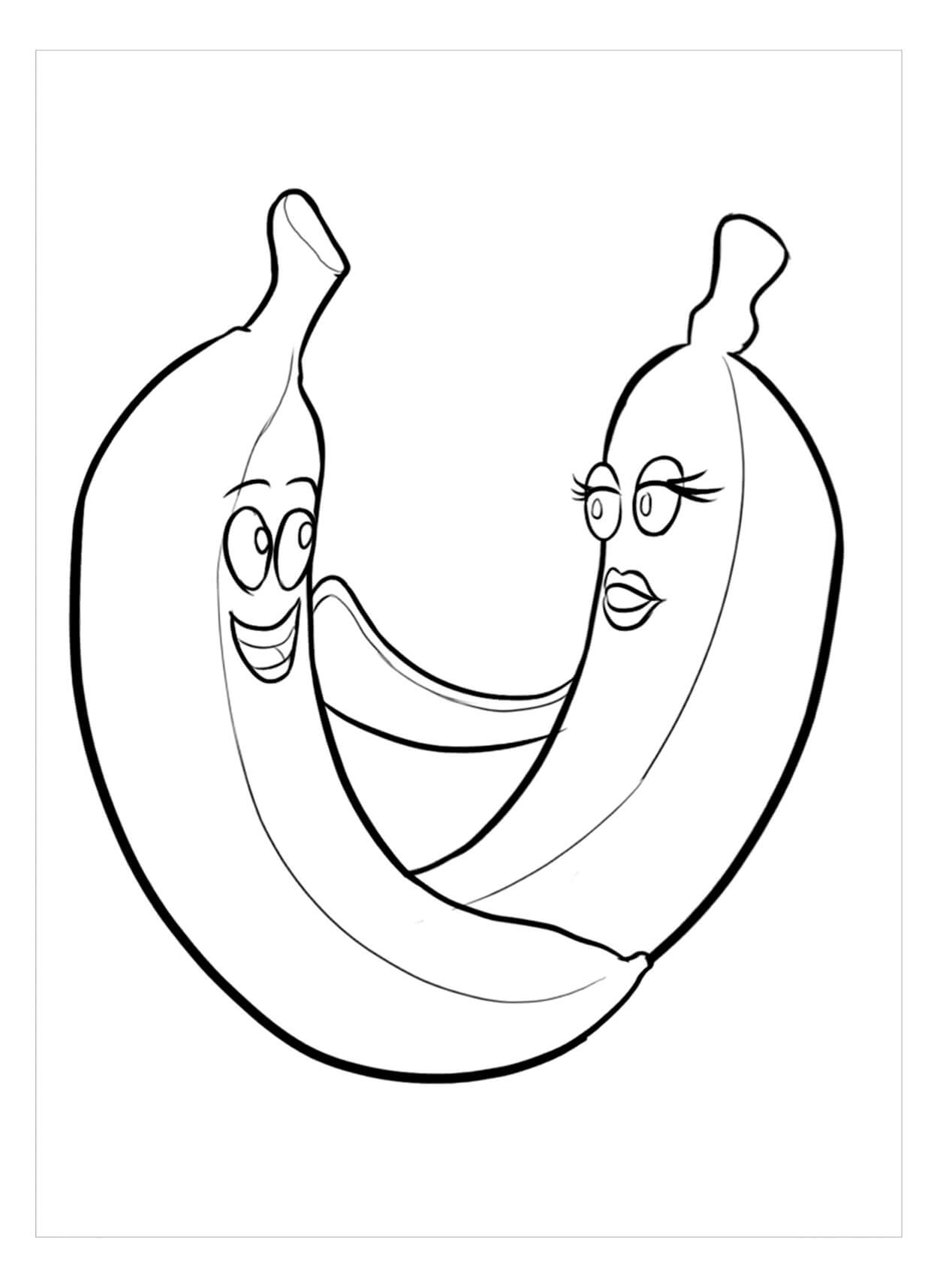 Divertido Plátano de dos Dibujos Animados