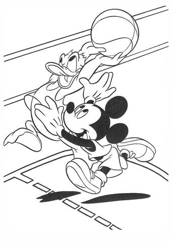 Donald Jugando Baloncesto Con Mickey
