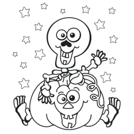 Esqueleto de Dibujos Animados con Calabaza
