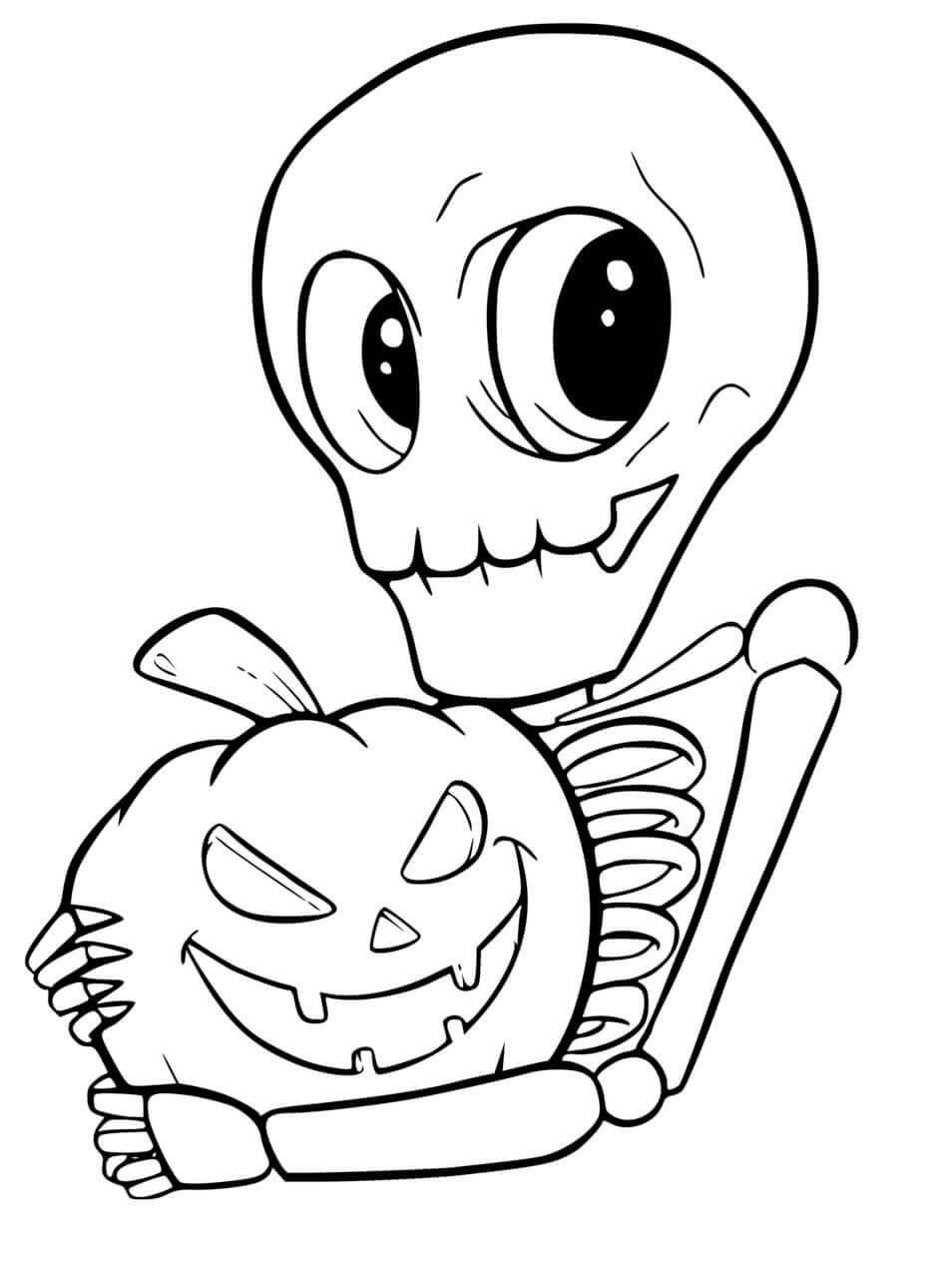 Esqueleto sosteniendo Calabaza
