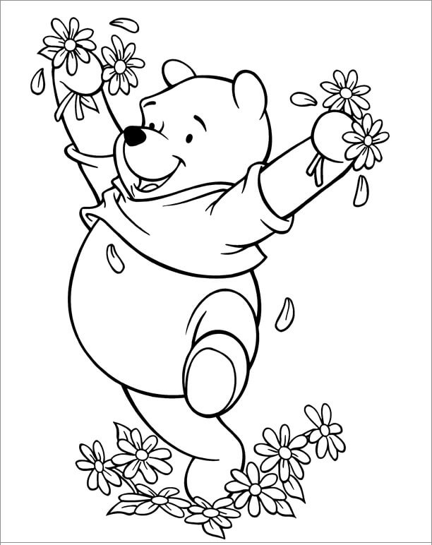 Feliz Winnie de Pooh con Flores