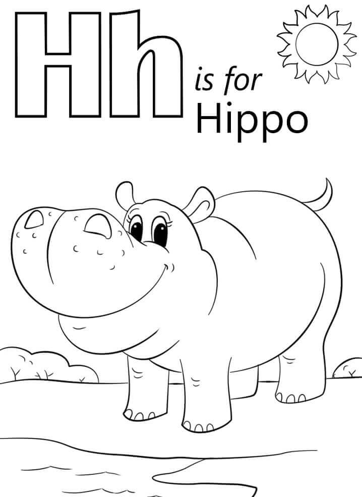Hipopótamo Sonriendo Letra H