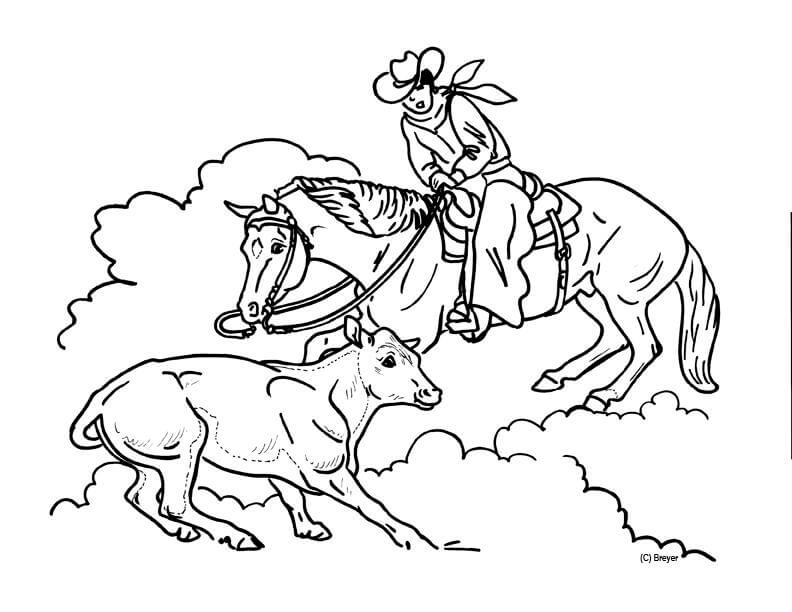 Hombre Montando un Caballo y una Vaca
