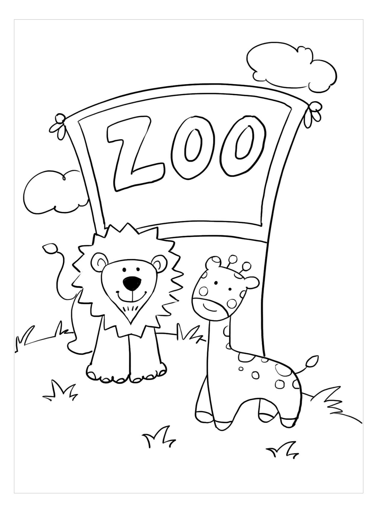 Jirafa y León en el Zoológico