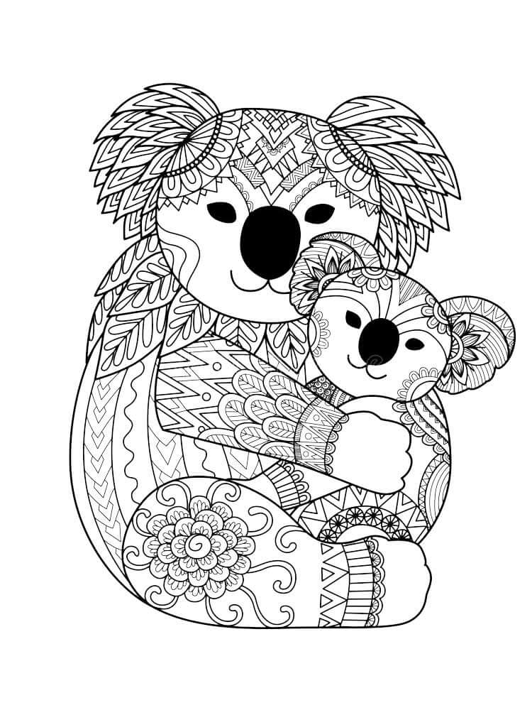 Madre Koala con Bebé Koala Mandala