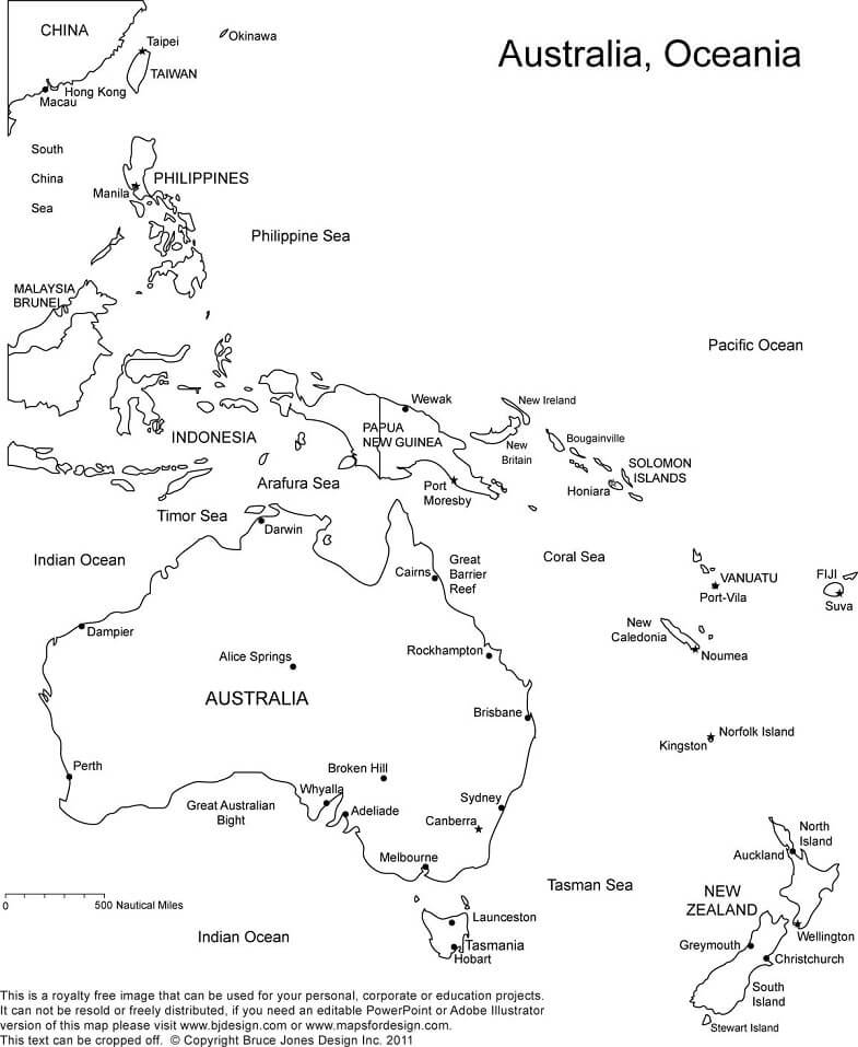 Mapa De Australia Y Oceanía