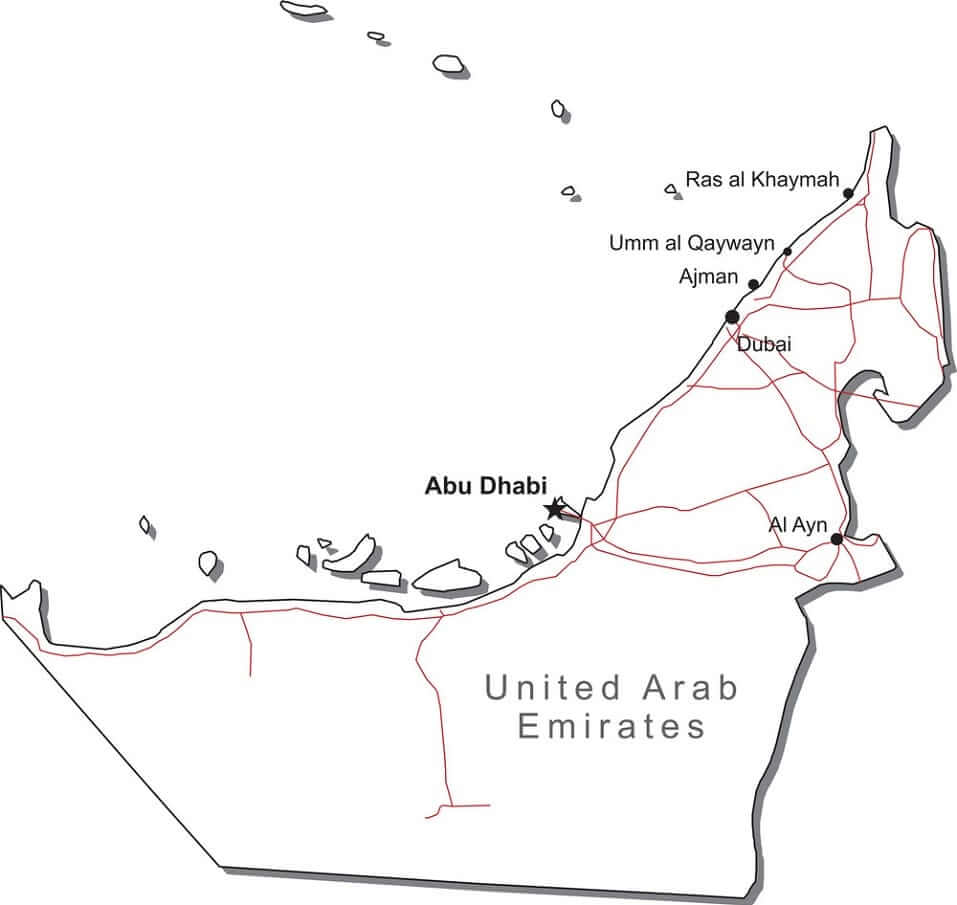Mapa De Emiratos Árabes Unidos