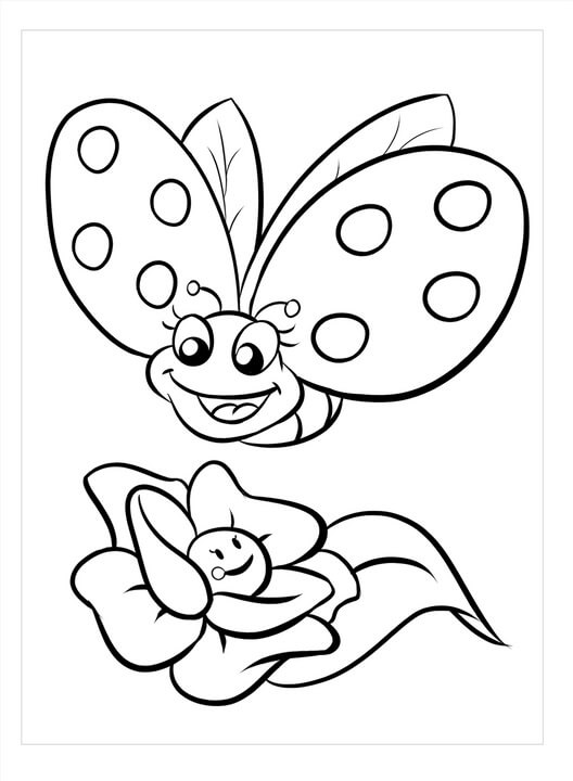 Mariposa Básica y flor Kawaii