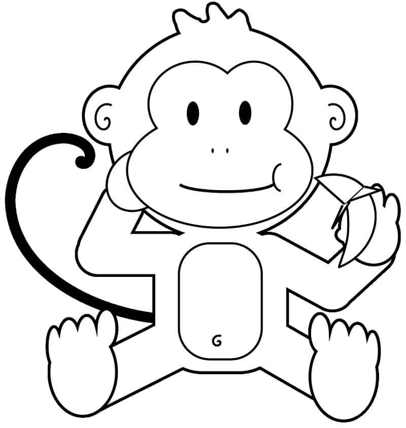 Mono de Dibujos Animados Comiendo Plátano