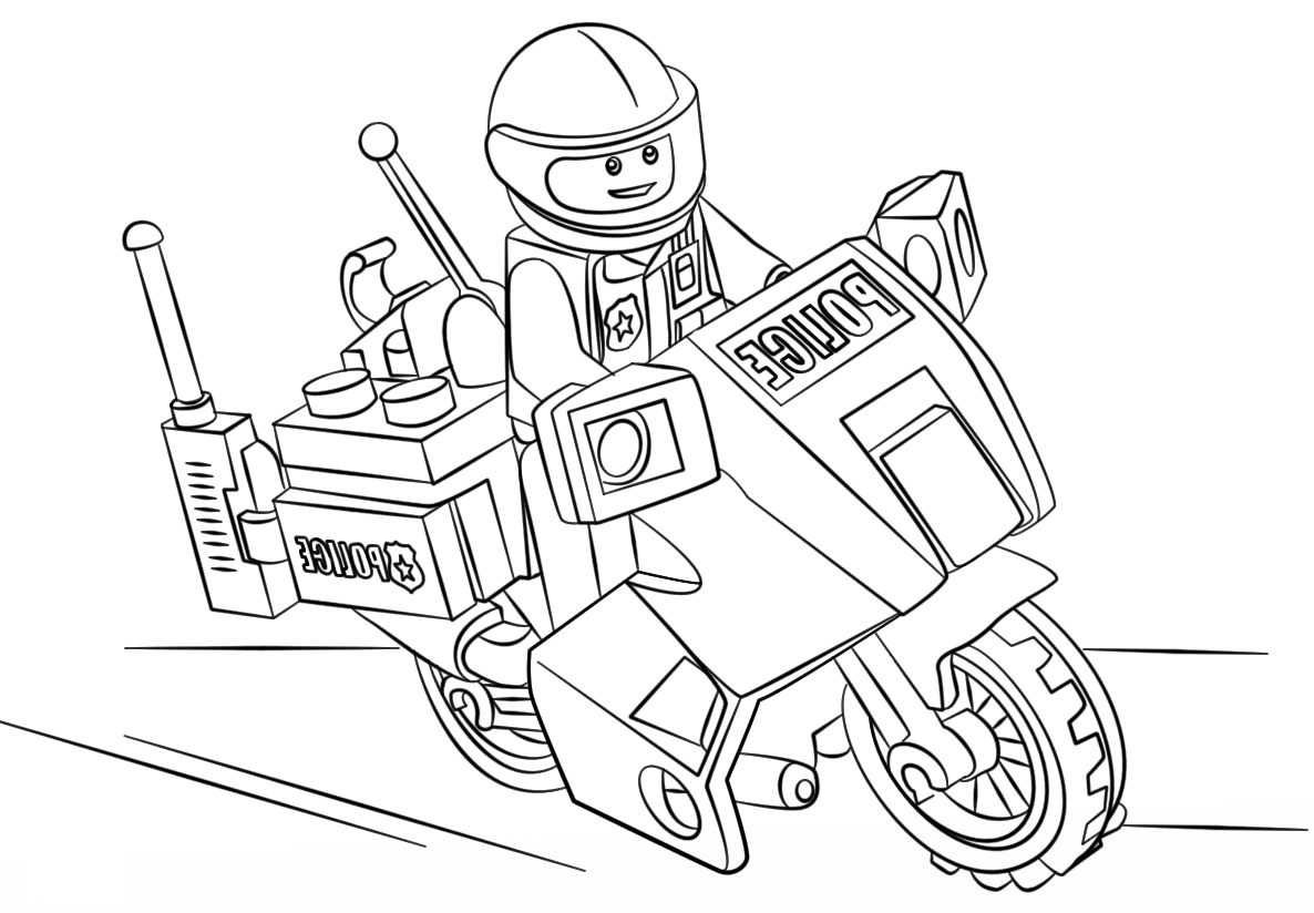 Motocicleta de montar a caballo de la policía de Lego