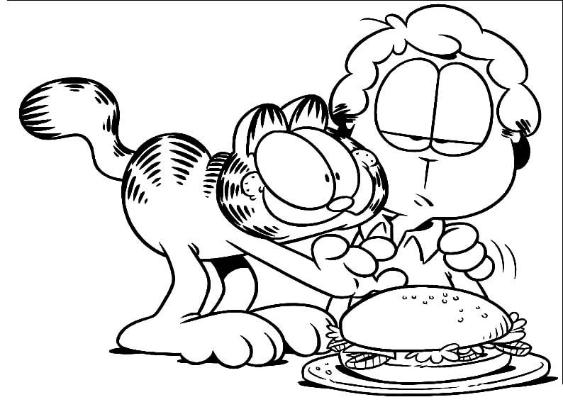 Naughty Garfield y Amigo con Hamburguesa