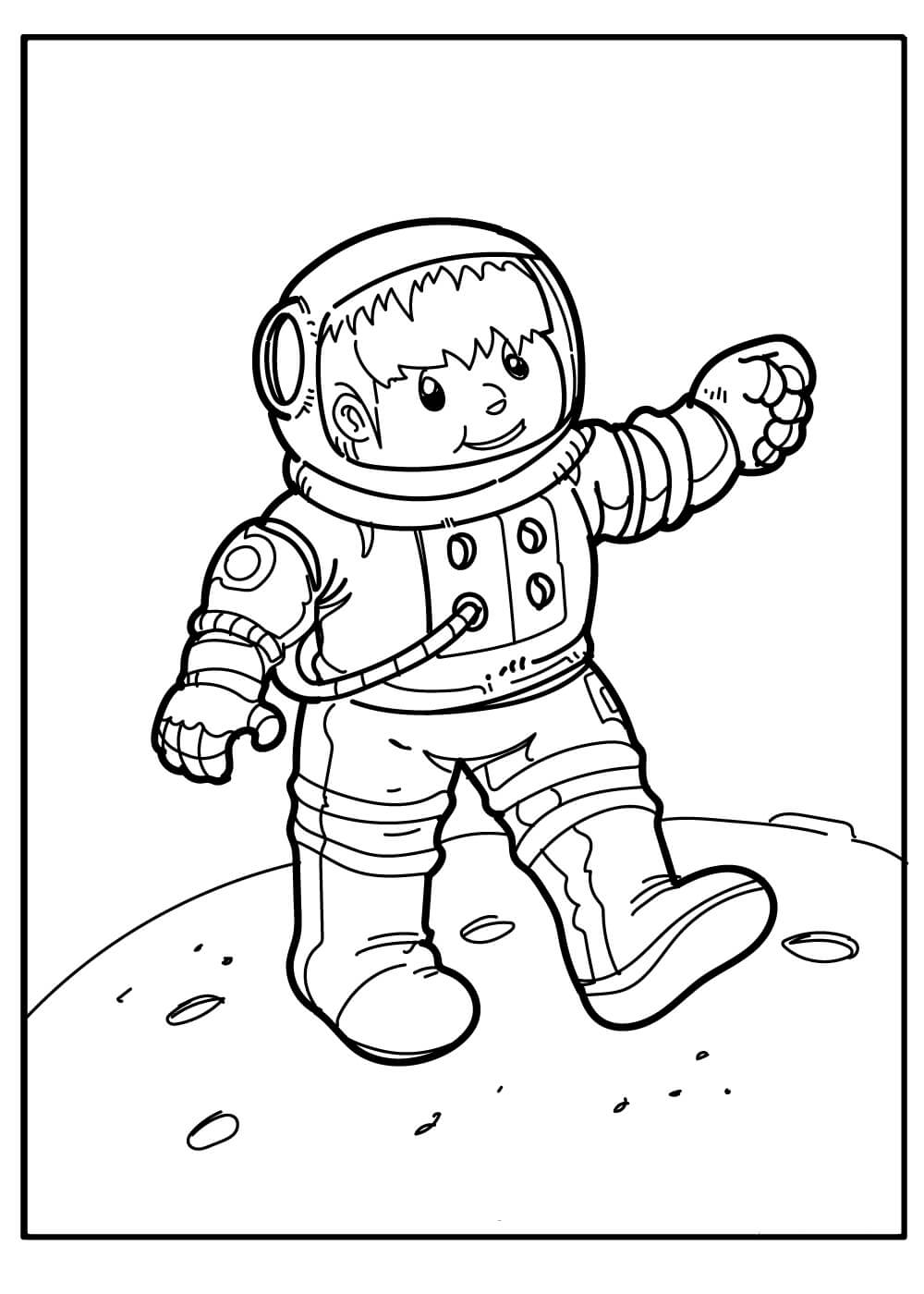 Niño Astronauta Sonriente Planeta Exterior