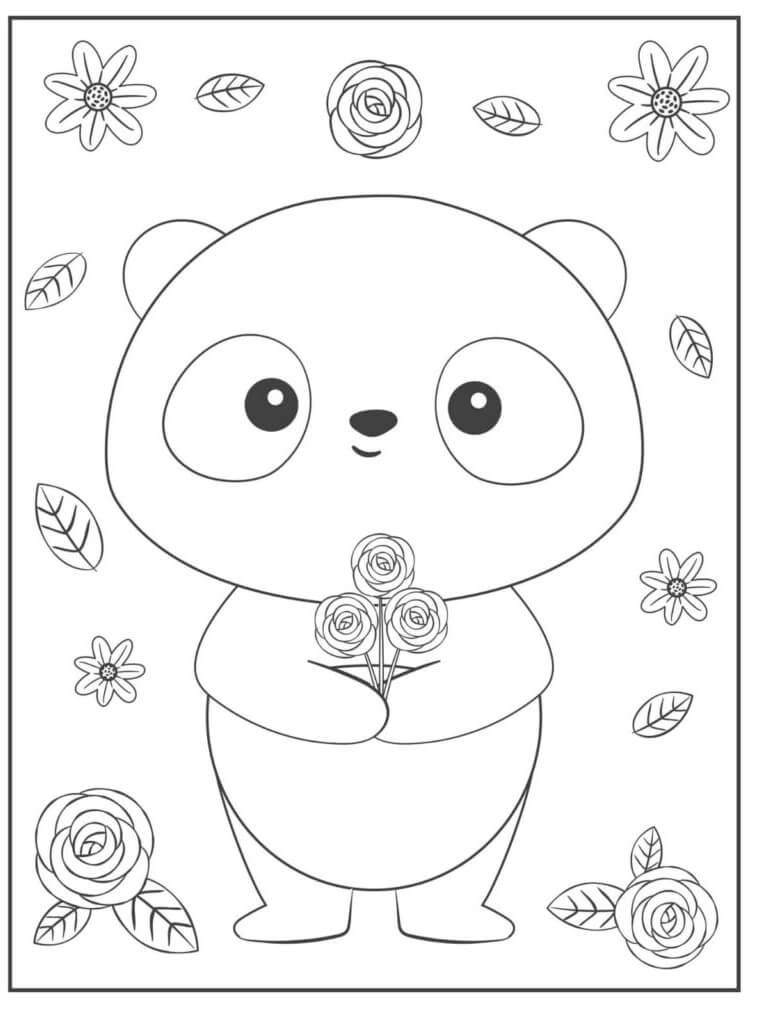 Panda con Flores