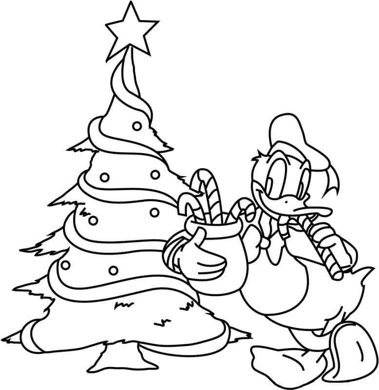 Pato Donald y Árbol de Navidad