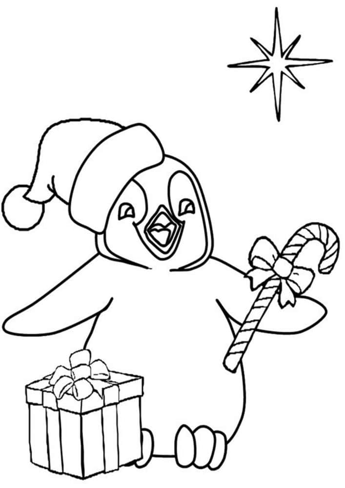 Pingüino de Navidad con caja de Regalo