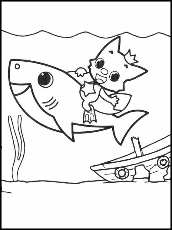 Pinkfong Montando al Tiburón Bebé