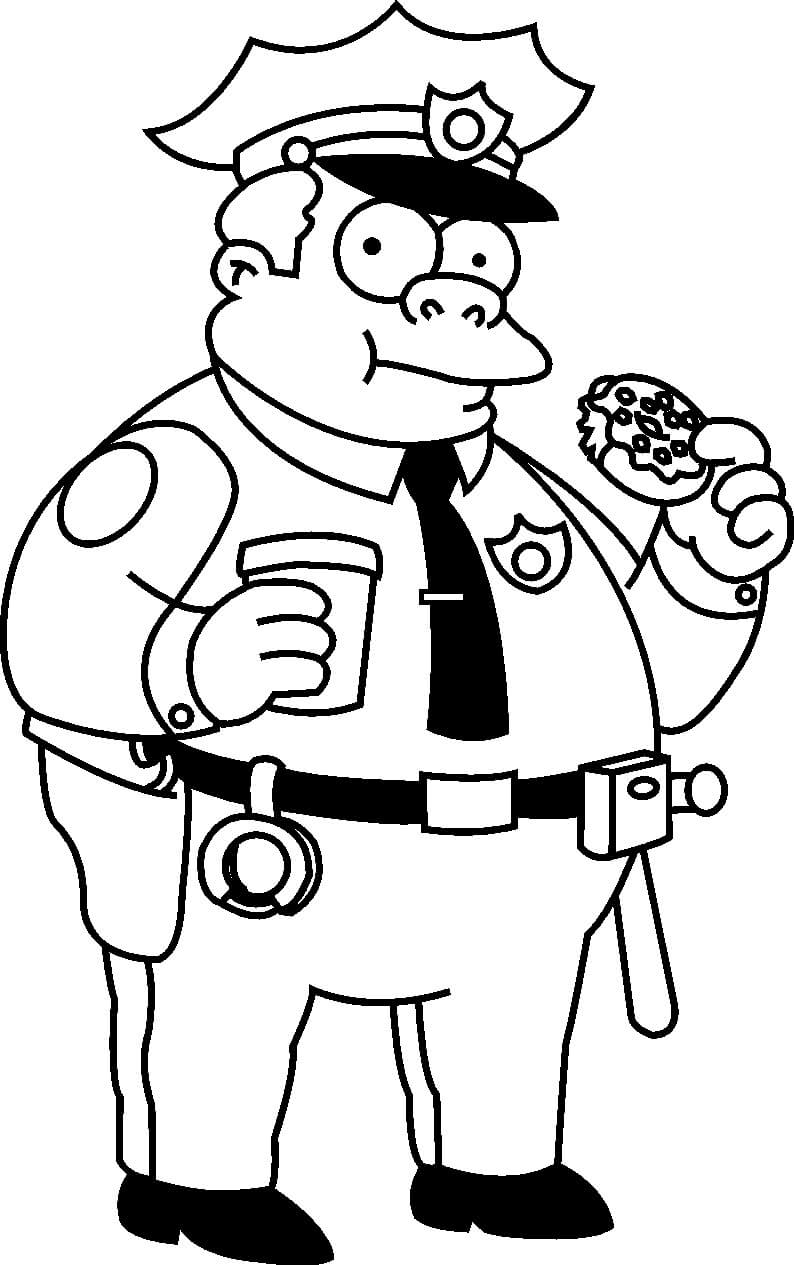 Policía comiendo Donut de Los Simpson