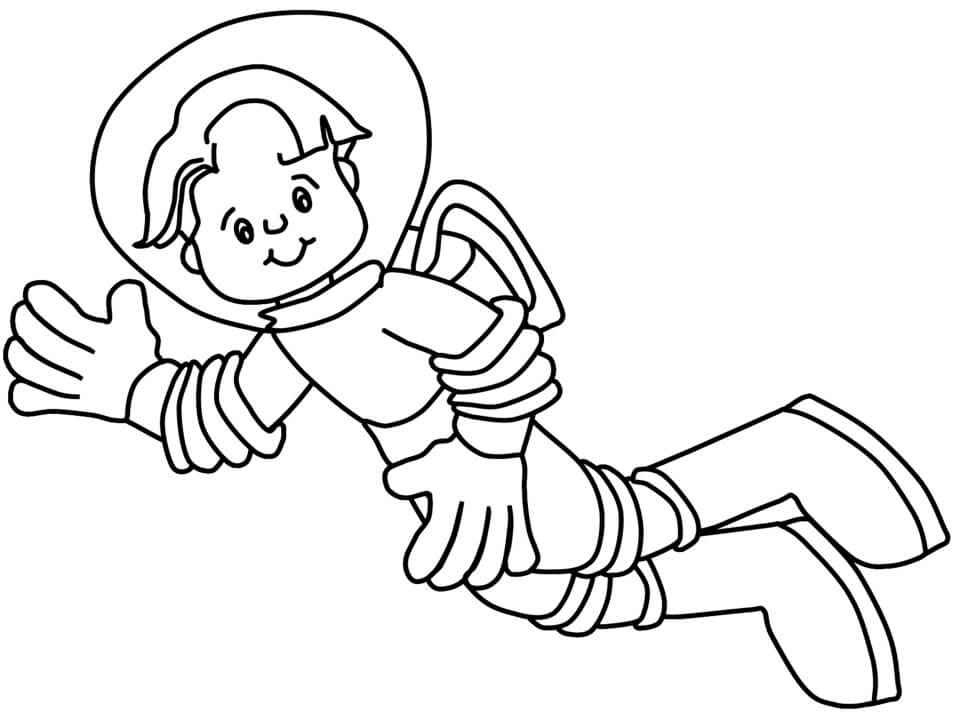 Sonriente Niño Astronauta Volando