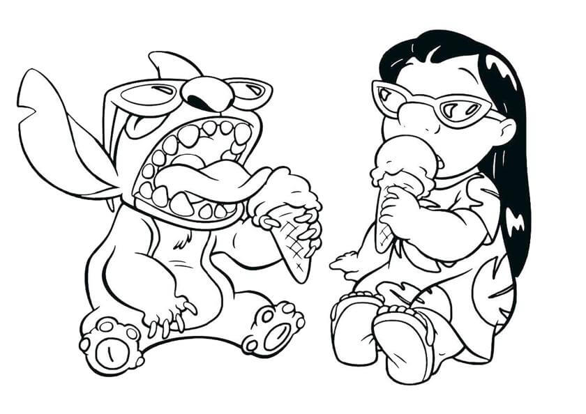 Stitch y Lilo Comiendo Helado