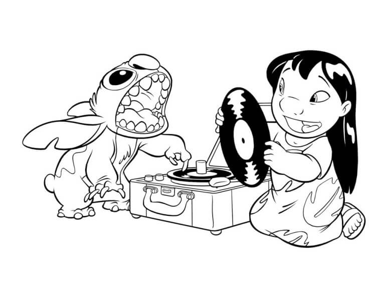 Stitch y Lilo Escuchan Música