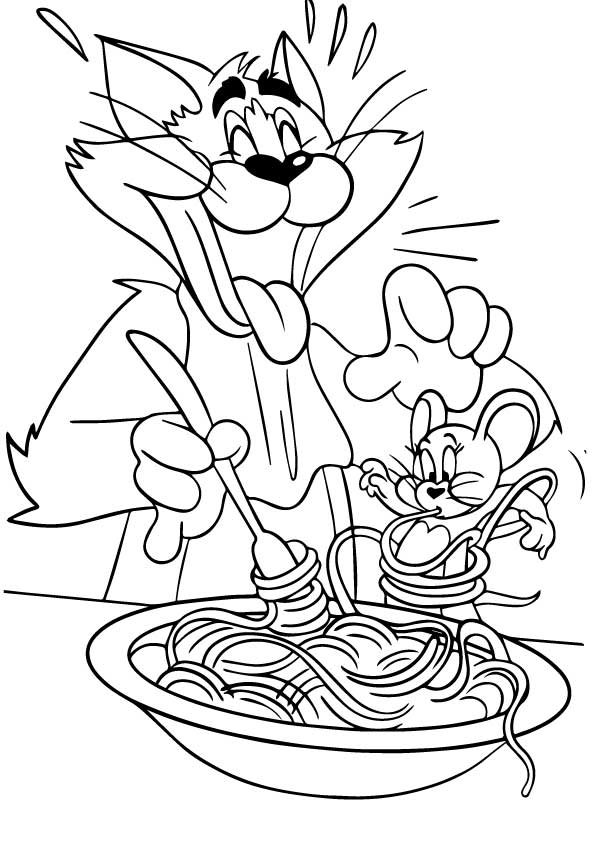 Tom Y Jerry Comiendo Fideos