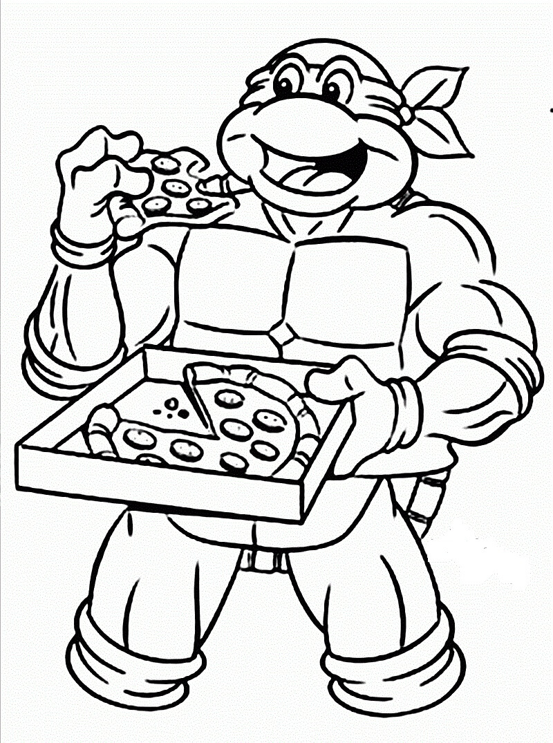 Tortuga Ninja Comiendo Pizza