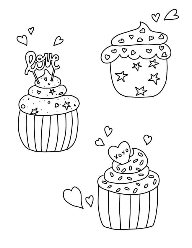 Tres cupcakes en San Valentín