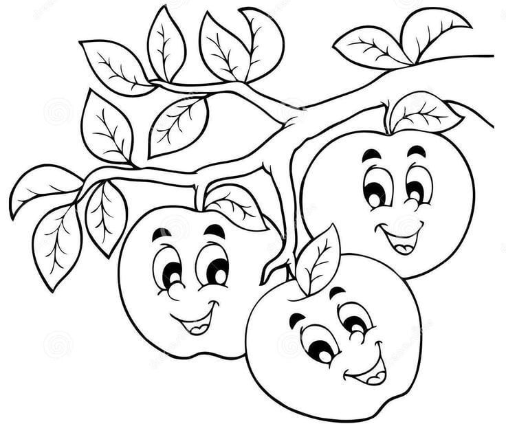 Tres Manzanas de Dibujos Animados en el Árbol