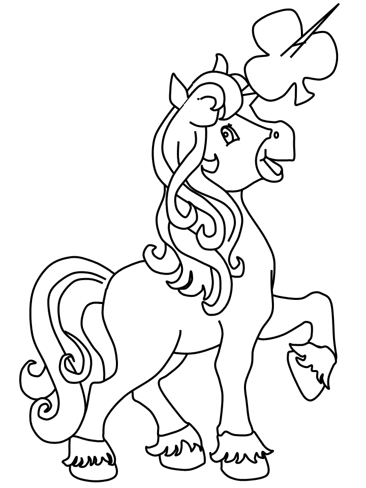 Unicornio con Símbolo de Tréboles