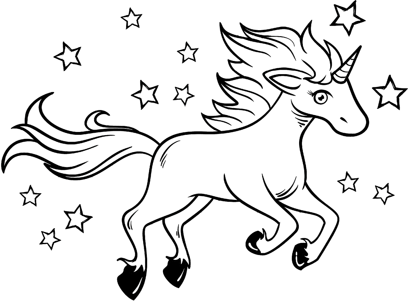 Unicornio y Estrellas Alrededor